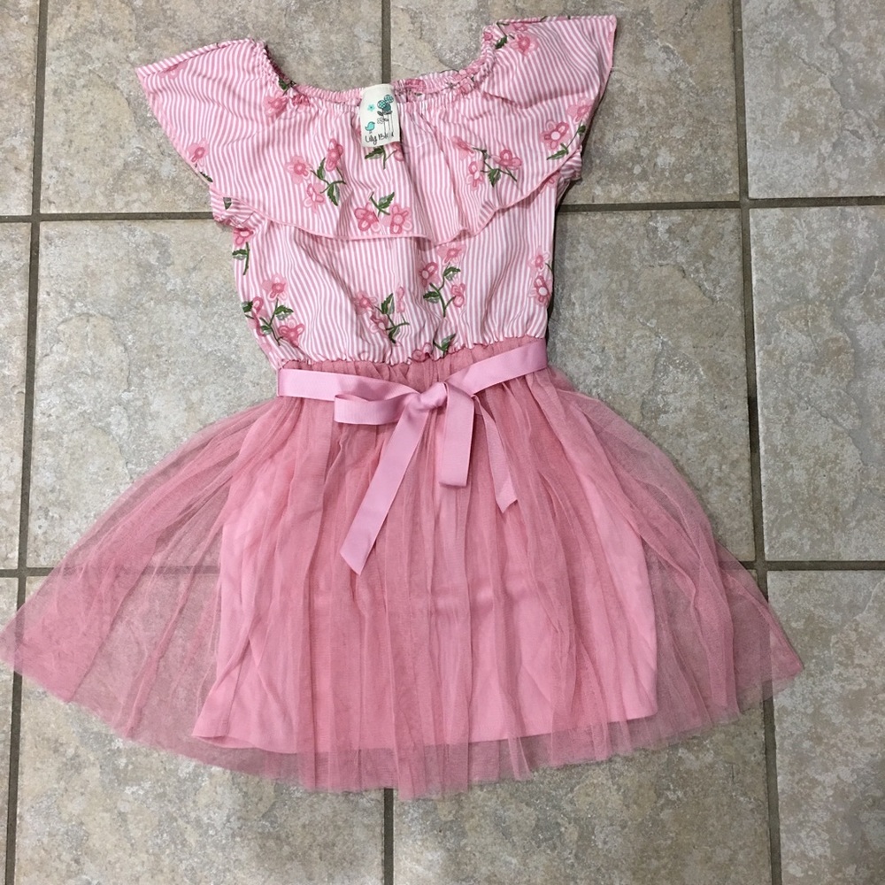 Anne Klein Little Girl Floral Dress- SZ 5 Pink